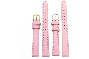 TIME BANDIT Real Pink Calf Leather Watch Strap with Metal Buckle and Pink Stitching