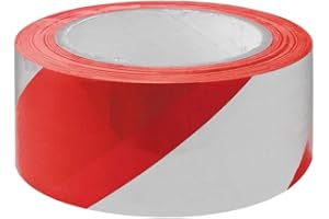 RGB Networks Ltd Warning Hazard Safety Tape - Adhesive Sticky Red and White 33M Diagonal Rubber Resin (RED and White)