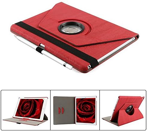 iPad Pro 9.7 Case,Dingrich Ultra Slim 360 Degree Rotating Swivel Folio Stand Case Cover with Auto Sleep Wake up Feature Premium PU Leather iPad Cases for iPad Pro 9.7 inch [2016 Version] (Red)