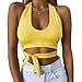 Produktbild Luckycat Damen Sport Tops Weste Mode Leibchen Ärmelloses T-Shirt Runden Hals Ärmellos Ernte Oben Damen Bauchfrei Crop Neckholder Sommer Tank Oberteile Vest Trägerlos Weste (M(AsianM=Eus), Gelb 1)