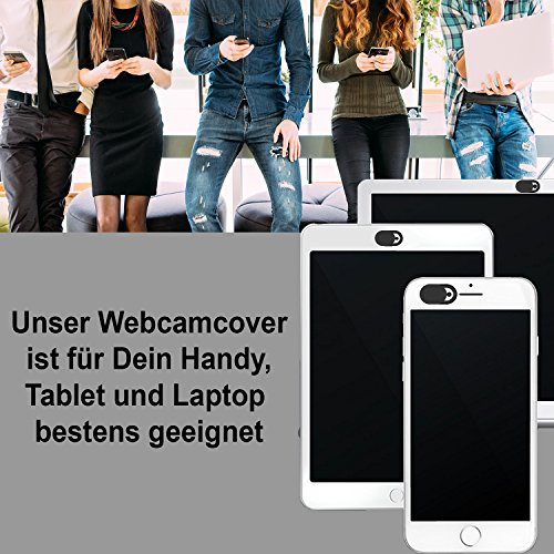 Premium Webcam Cover Abdeckung extra dÃ¼nn fÃ¼r die Front-Kamera am Laptop, Tablet, Smartphone in schwarz â€“ ersetzt Webcam Sticker und Aufkleber + E-Book 10 Tipps zum Hacker Schutz â€“ Anti Spionage Slide (schwarz)