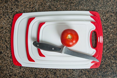 CC Boards Dreiteiliges rutschfestes Schneidebrett-Set: Saftrillen und rutschfeste Griffe; spülmaschinenfest. - 3