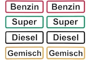 HAVATI High Quality Fuel Stickers: Petrol, Super, Diesel & 2-Stroke Mix, Pack of 8