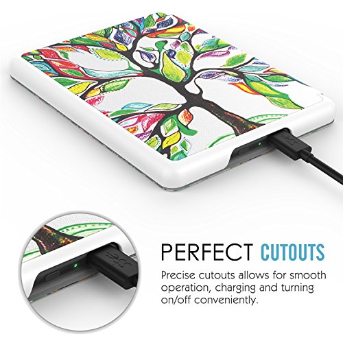 MoKo Hülle für Kindle 8 Generation – Kunstleder Origami Ständer Schutzhülle Smart Cover mit Auto Sleep / Wake für der Neue Amazon Kindle (8. Generation – 2016 Modell) 6 Zoll eReader, Glück Baum - 4