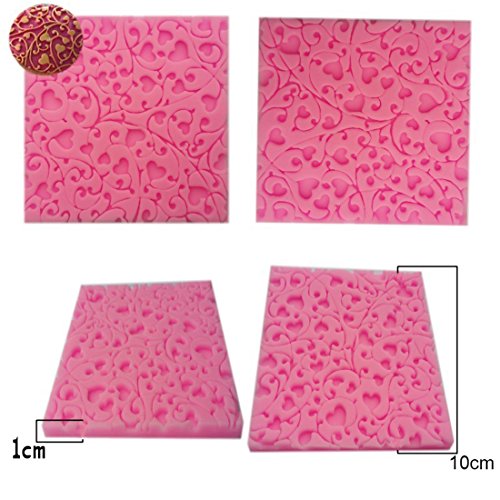 SHINA Herz-lines Torten Rand Spitze Effekt SILIKON AUSSTECHER Ausstechform Marzipan Fondant Deko für Tortedeko Tortenrand Deko - 6