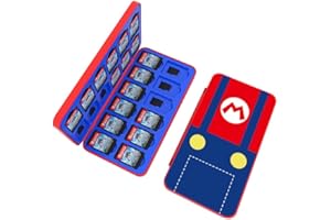 RREAKA Switch Game Case for Nintendo Switch/OLED/Lite, 24 Slots Switch Game Cartridge Holder, Portable Switch Card Storage Case with 24 Slots for Switch Games Card and Micro SD Cards, Mario Overall