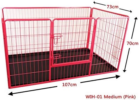 Heavy Duty Pet Dog Puppy Play Pen Whelping Enclosure Box Run Cage Pink Black (Medium, Pink)