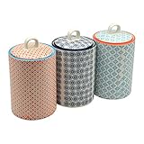Nicola Spring Patterned Porcelain Tea / Coffee / Sugar Canisters - Set Of 3