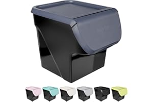 Vilde Pojemnik do przechowywania, pojemnik utrzymujący świeżość warzyw, owoców, cebuli, ziemniaków, czosnku, z klapką, nadaje się do kontaktu z żywnością, 13 l, czarny, kolor antracytowy, wyprodukowano w UE