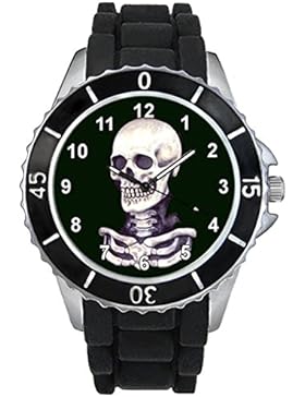 Timest - Skull Totenkopf Motiv Uhr Unisex mit Silikonarmband in schwarz Rund Analog Quarz CSE022