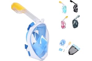 KWNRAOR Full Face Snorkel Mask,Snorkeling Diving Mask for Adults with 180° Panoramic View/Anti-fog Anti-leak Design/Sports Camera Mount.