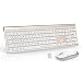 Produktbild Wireless Tastatur mit Maus Combo, Jelly Comb 2,4Ghz Ultra Dünne Drahtlose Tastatur und Maus Wiederaufladbar Tastatur(QWERTZ, Deutsches Layout) für Laptop PC und Smart TV (Gold + Weiß)