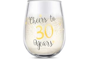 MengCat Date d'anniversaire Verre à vin sans pied, Bravo à la fête d'anniversaire Mariage Anniversaire Fête Décorations pour hommes Femmes (30)