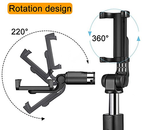 Zeadio 3-in-1 multifunzione mini integrato treppiede pieghevole, tascabile, selfie stick con telecomando bluetooth per selfie stick allungabile e rotazione di 360 gradi smartphone Holder