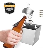 Kleiner Tipp: Bringen Sie den Wand-flaschenöffner nicht zu hoch an, da die Flasche im 90° Winkel angesetzt werden muss.