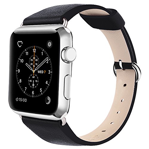 spécifications N. Oranie Apple Montre bande 38 mm/42 mm surface Bracelet en cuir véritable avec fermoir en métal Montre bracelet de rechange pour Apple classique série 1 et série 2