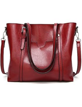 MeiliYH 2017 Neue Dame Öl Wachs Leder Mode Handtaschen Umhängetasche Umhängetasche Einfache und Große Handtasche...