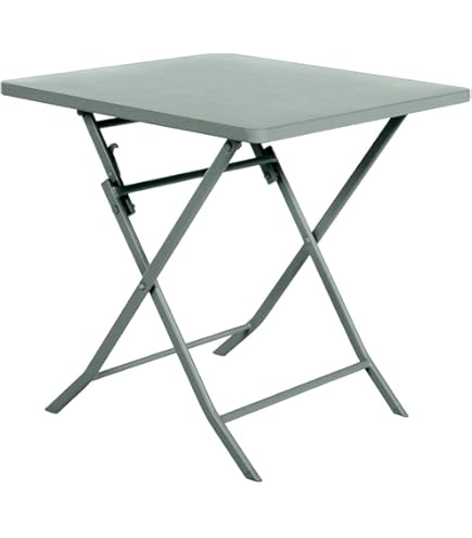 Table De Jardin Pliante Carrée Oviala 'Rome' - Acier, 60x60x71 Cm, Couleur Vert Cactus - Résistante Aux Intempéries, Pour Terrasse Et Balcon - 9