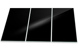 DECORWELT Hob Cover Ceramic Hob Cover Plate Chopping Board 3-Piece 90 x 52 Black Splash Guard Glass Plate Ceramic Hob Cover Protection Stove Protection Safety Glass Chopping Board 3 x 30 x 52 cm