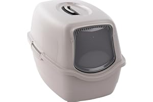 Flamingo Lexie Grey Toaleta Domek - Zamknięta kuweta - 39 x 56 x 39,4 cm - Łatwe czyszczenie - Filtr, który redukuje nieprzyjemne zapachy - Zdejmowana pokrywa