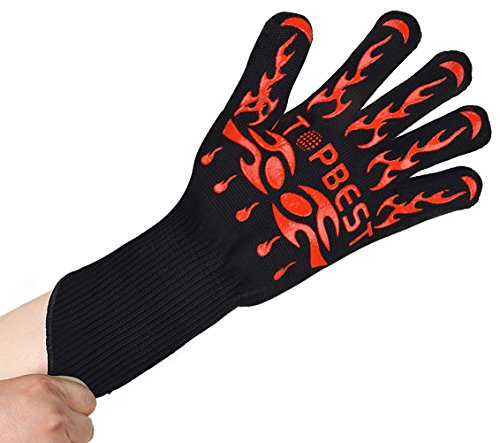Topbest Hohe Qualität Grillhandschuhe(2er Set) mit Kostenlosen Bear Paws-EN407 Beglaubigte Extrem Hitzebeständige Backhandschuh, Küchenhandschuhe,Ofenhandschuhe – Eine Größe passt fast allen - 6