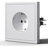 BSEED Wall Socket with Hook,Matte Standard Recessed Sockets,Child Safety,Easy Installation,C-Series,1 Socket,80mm White