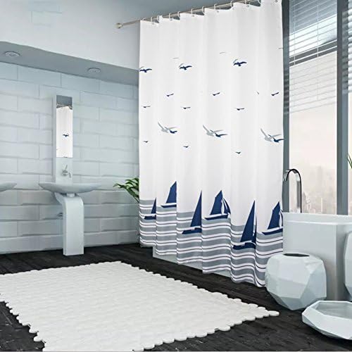 Bathroom shower curtain waterproof thicken mould proof cut off bath-A