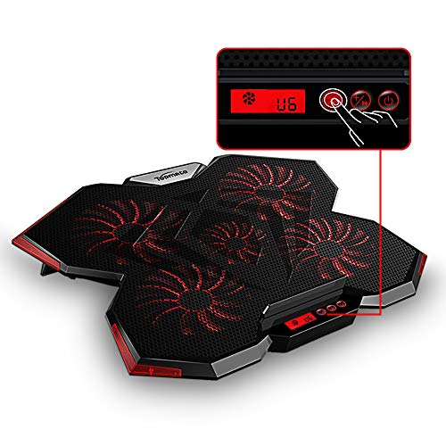 TopMate C7 15,6-17,3 Pouces Cooler Laptop Cooling Pad de Refroidissement | 5 Ventilateurs Silencieux et écran LCD | Vent Fort de 2400 TR/Min conçu pour Les Joueurs et Le Bureau