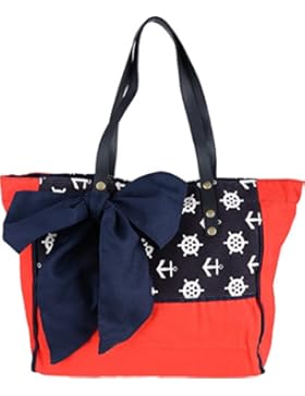 BIG Retro SAILOR Schleife Bow SHOPPER / Tasche - Rot Rockabilly