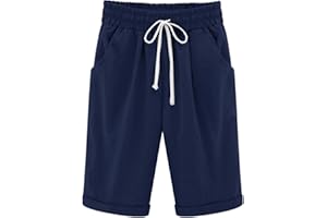 Rayson Short Bermuda Femme d'Été Léger Pantalon Court en Polyester avec Poches et Cordon Élastique Décontracté Femme Short de Jogging Vacance