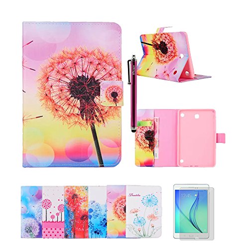 Galaxy Tab A 9.7 SM-T550 Hülle, Deenor Dandelion Series PU Leather Cover Stand Flip Schutzhülle für Samsung Galaxy Tab A 9.7 SM-T550. (Pink dandelion)