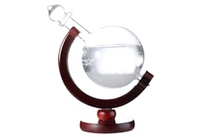 JIMFOTY Estación meteorológica Storm Glass Nube Storm Crystal Pronóstico del tiempo Botella con base de madera Predictor de clima decorativo de escritorio innovador para el hogar y la oficina(red wood)