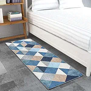 Ishro Home 3D Printed American Bedside Runner Carpet Anti Skid for Home/ Kitchen /Kitchen/Living Area/Office Entrance. (Crystals, 22 x 55)