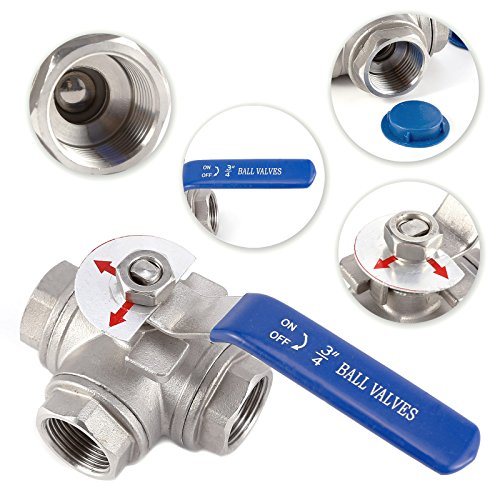 3/4′ DN20 Edelstahl 3-Wege Kugelhahn mit L-Bohrung Ventil Kugelventil Umschaltventil Industriequalit - 3