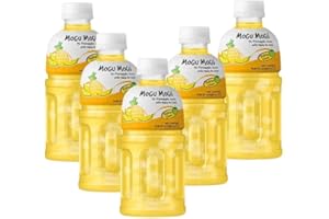 GENERIC Mogu Mogu Varied Flavored Drinks - Nata De Coco Juice - Jelly Texture - Refreshing Taste - Fun Drinking During Hot Summers Or Take Them on Trip & Picnics (Pineapple 330ML, Pack of 5)