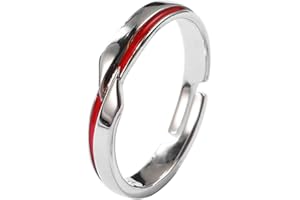 BCughia Coppia Anello, Anello Uomo Argento con La Linea Rossa Argento Sterling Nozze Anelli Regolabili per Uomo e Donna