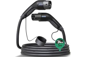 Miracle EV Connctor EV Cable de Carga Tipo 2 Cable de Vehículo Eléctrico EV 32A 7.4KW Cable de 5m IP66 Impermeable con Bolsa de Transporte para IEC62196 Híbrido de Carga de Coches Eléctricos（Negro）