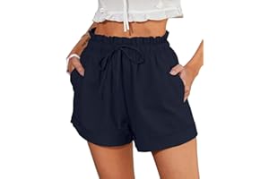 ABYOVRT Short Cargo pour Femme D'été Ample Taille Haute Elastique Pantalon Court Shorts et Bermudas Léger Casual AVCE Poches S-XXL