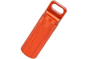 Vogueing Tool Metal Survival Capsule Pill Dispenser, Waterproof, Round Head, Orange