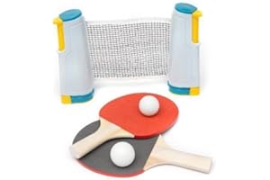 Gadgetzone® Pop Up Instant Table Tennis Set Ping Pong Play Set For Use Anywhere with Table Home Office Desk Paddles Balls Retractable Net Novelty Desk Fun Game for All Ages Party Game