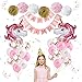 Produktbild Einhorn Ballons Geburtstag Party dekorationen Einhorn Geburtstagsparty Supplies Kit, Set 25 enthalten Rose Gold Happy Birthday Banner, rosa und weißen Einhorn Ballons, Papier Pom Poms für Baby Dusche