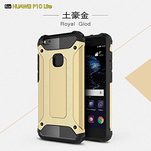 Fundas Huawei P10 lite Nova lite XINYUNEW TPU PC  Regalo Cristal Vidrio Templado  Premium Armadura H  brido caja de la armadura para el tel  fono Silicona Carcasa Case Funda para Huawei P10 lite Nova lite Oro