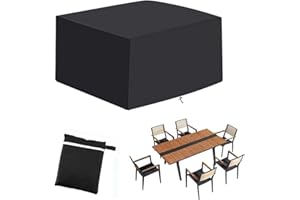 UCARE Outdoor Patio Furniture Cover Waterproof Table and Chair Cover Windproof and Dust-Proof Square Desk Covers for Garden Lawn Furniture Sets Black (213 * 132 * 74cm)