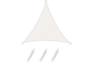 Sunnylaxx 5x5x7m Triangular Toldo Vela de Sombra, Crema Toldos Exterior Terraza Protección Rayos UV para Exteriores, Pergola, Jardín,Terrazas