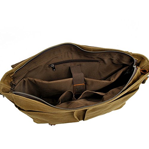 Neuleben Vintage Wasserdicht Kameratasche Aktentasche herausnehmbar Kamerafach Canvas Leder Umh  ngetasche Fototasche f  r DSLR Objektiv Laptopfach Up