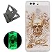 Produktbild HUAWEI P9 hülle,[Mit freiem schwarzem Kickstand] Keyye [Kreative Luminous Durable] Silikon hülle,Aquarell Drucken Muster [Anti Staub]SchlankWeich gel TPU Schrubben Transparent Schutzhaut fluoreszierend Grüner Effekt Nacht Glühen in der Dunkel Portable Cover für HUAWEI P9-Skelett Rose