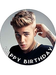 Justin Bieber 7.5" Round personalised birthday cake topper printed on