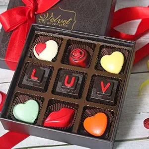 Velvet Fine Chocolates Valentine Gift Box for Husband, Wife, Girlfriend, Boyfriend, 130 Grams | Valentiness Day Gift with Greeting Card