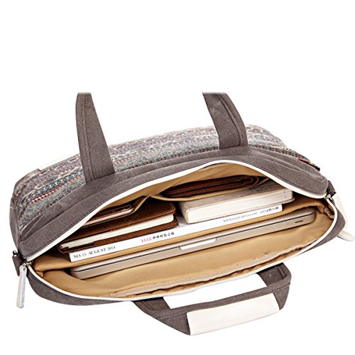 Gaofan Vintage Boh  me Stil Segeltuch Canvas Laptoptasche H  lle Sleeve Laptop Aktentasche f  r 15-15 6 Zoll MacBooks Laptops