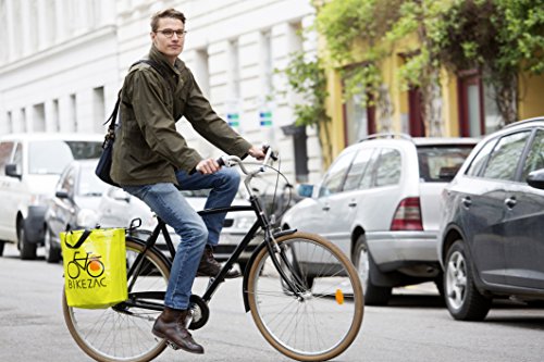BIKEZAC® Clip-On EINKAUFS-FAHRRADTASCHE (Einseitige Einkaufstasche Faltbar Wasserabweisend Trageschlaufen), BikeZac:Black - 6